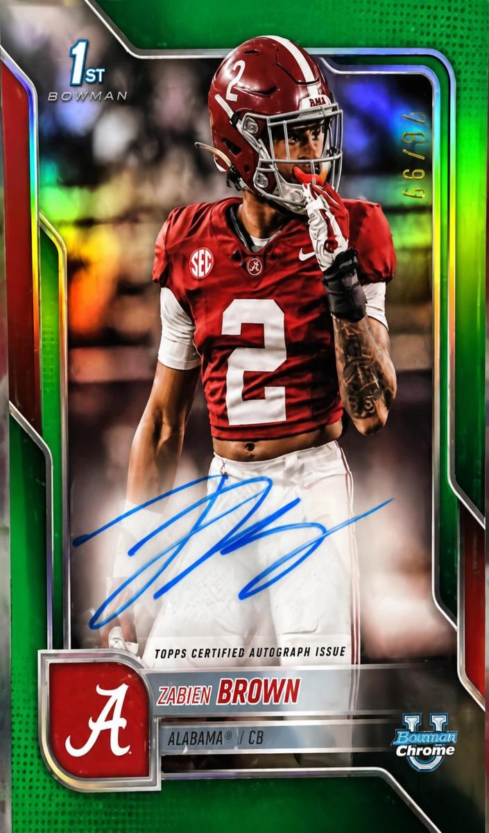 2025 Bowman Chrome University Football Green Refractor Zabien Brown #BCA-ZB