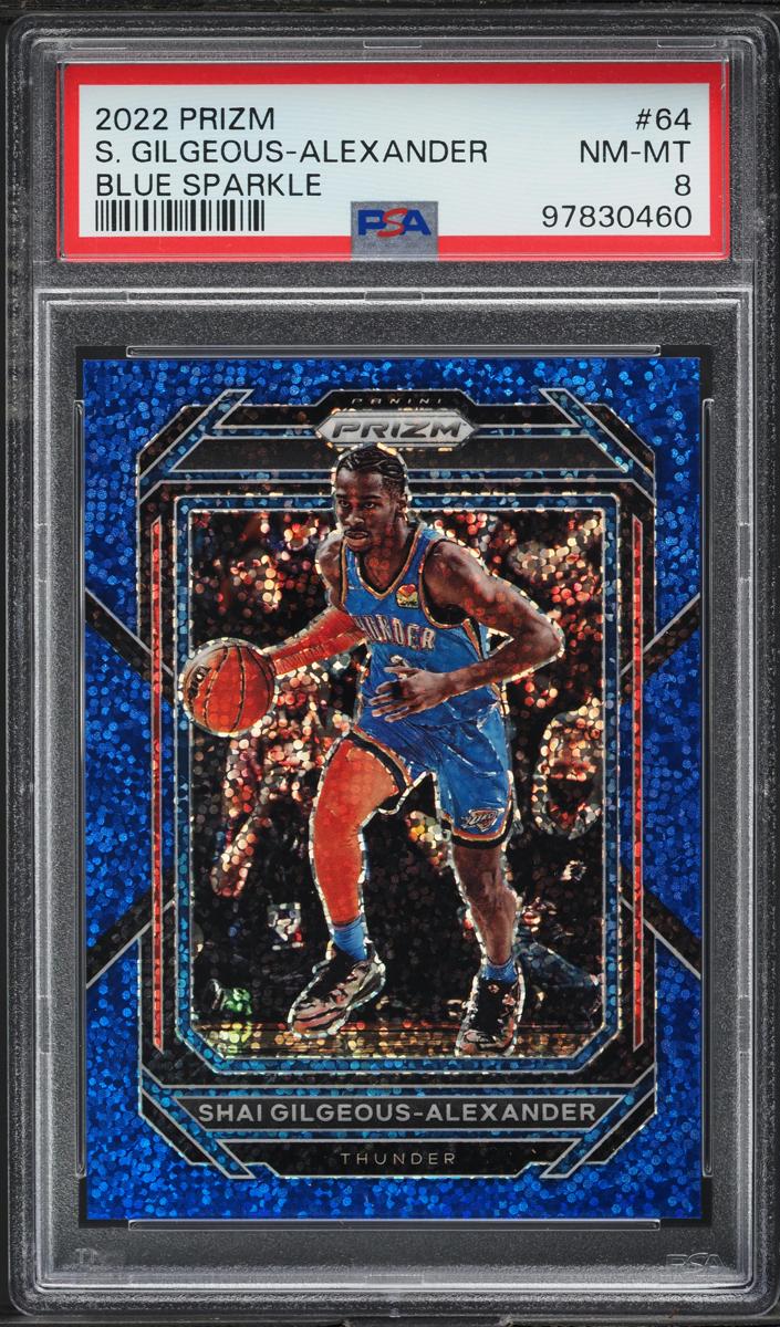 2022 Panini Prizm Basketball Blue Sparkle Shai Gilgeous-Alexander #64 PSA 8