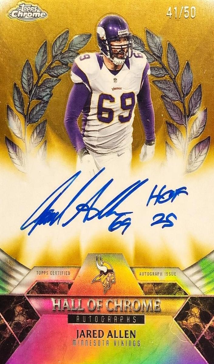 2025 Topps Chrome Football Gold Refractor Jared Allen #HOCA-JA
