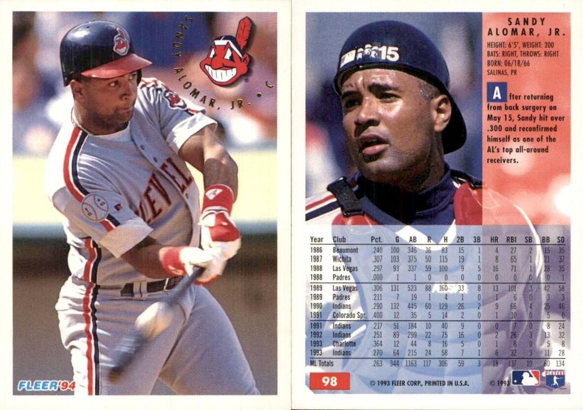 1994 Fleer Baseball Sandy Alomar Jr. #98