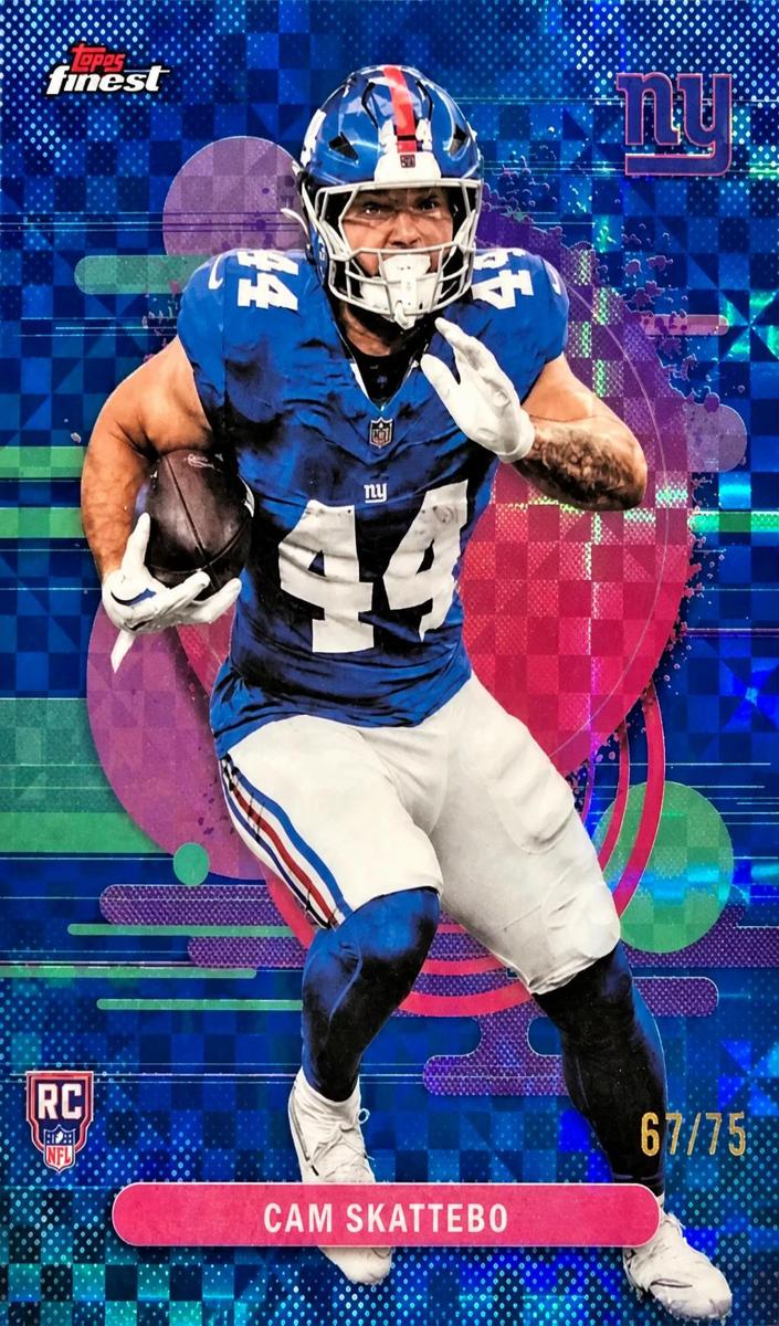 2025 Topps Finest Football Blue X-Fractor Cam Skattebo #113