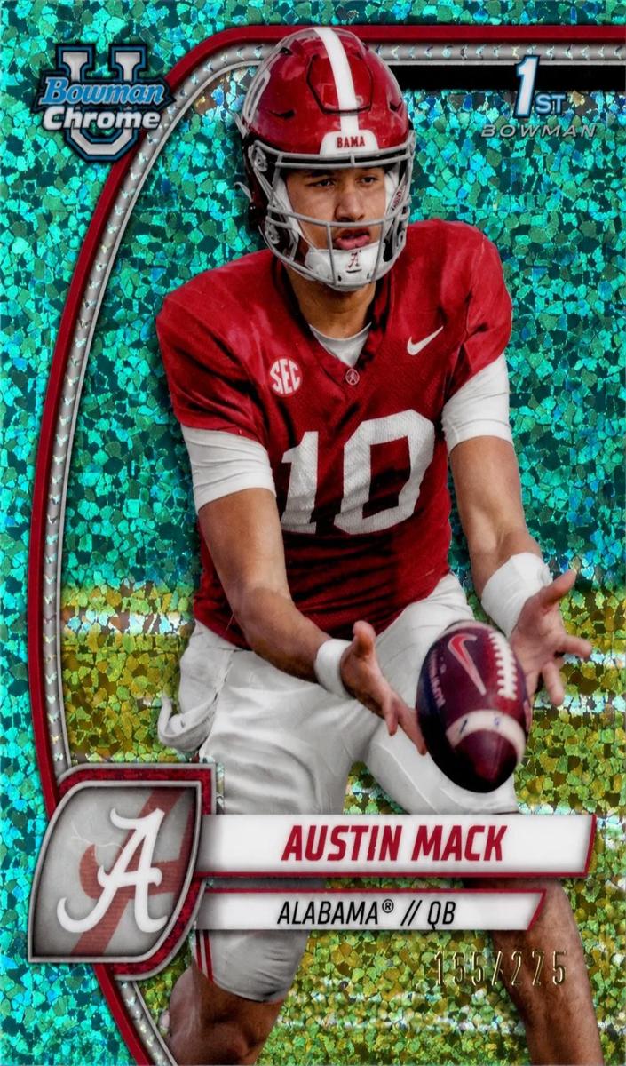 2024 Bowman Chrome University Football Aqua Mini Diamond Refractor Austin Mack #87