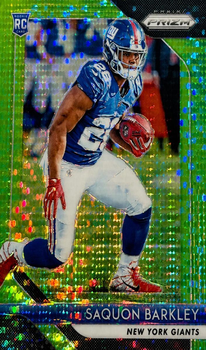 2018 Panini Prizm Football Neon Green Pulsar Saquon Barkley #202 PSA 10