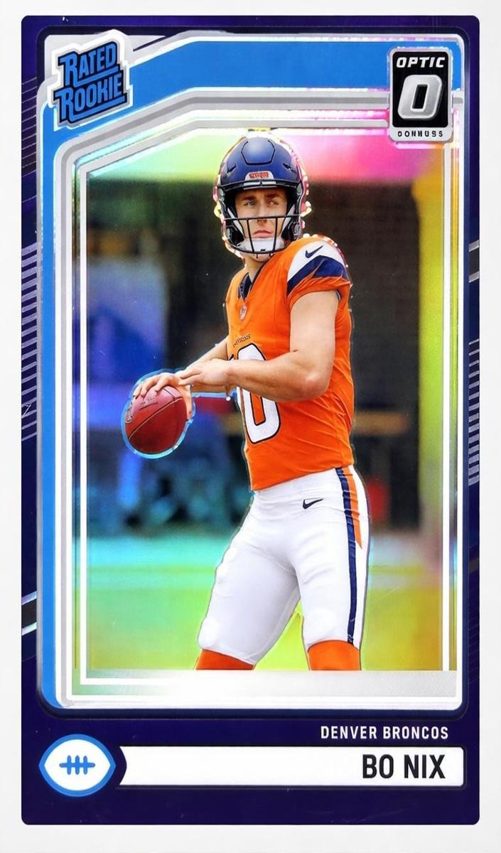 2024 Panini Donruss Football Purple Bo Nix #369 PSA 8.5