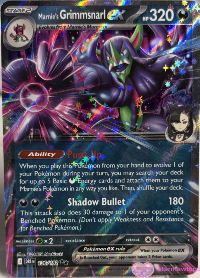 2025 Pokemon Scarlet & Violet Destined Rivals Marnie's Grimmsnarl EX #136