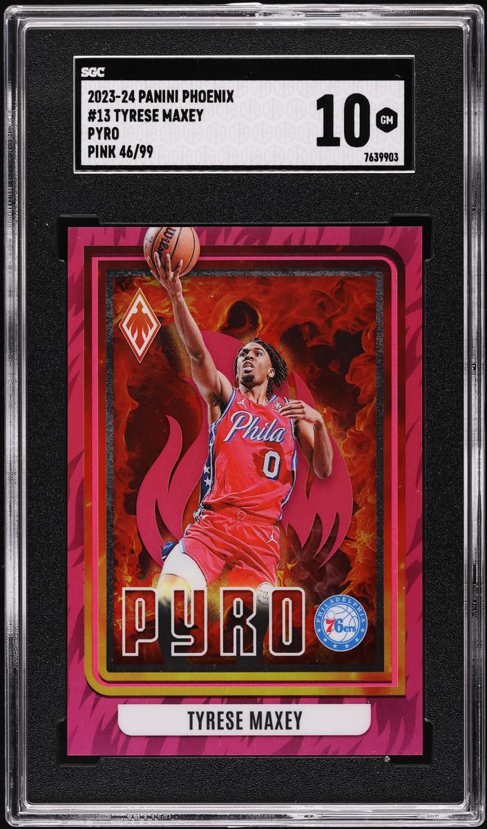 2023 Panini Phoenix Basketball Pink Tyrese Maxey #13 SGC 10
