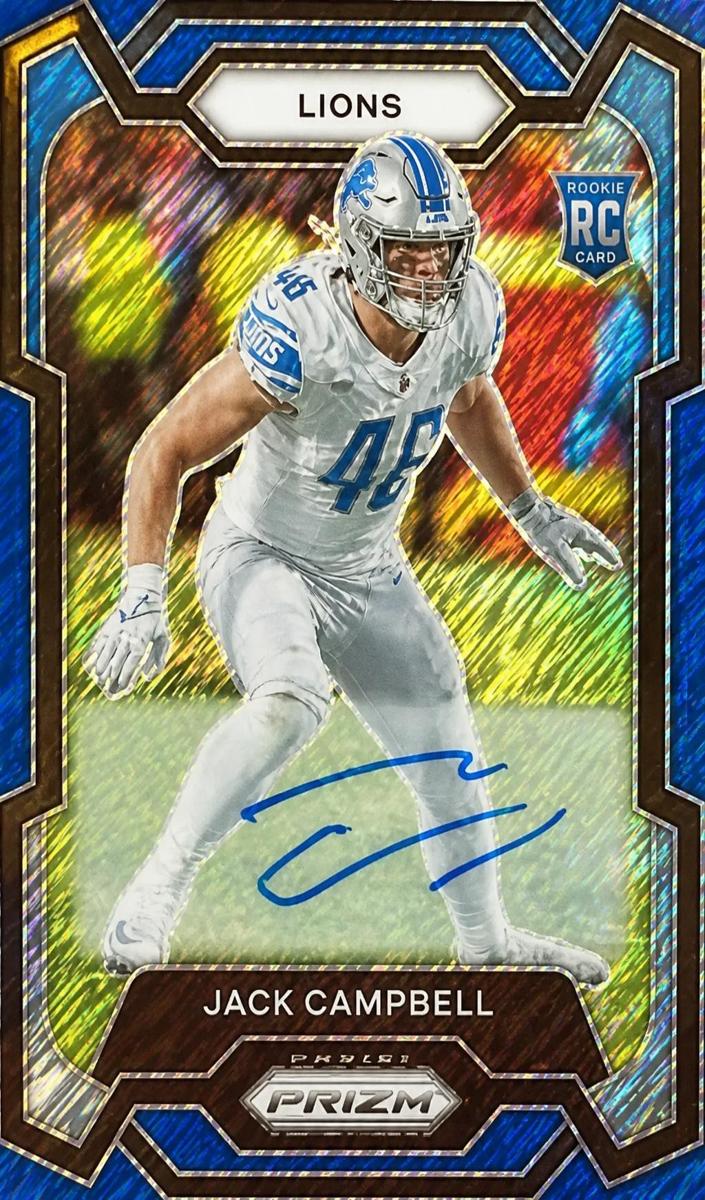 2023 Panini Prizm Football Blue Shimmer Jack Campbell #330 PSA 8.5