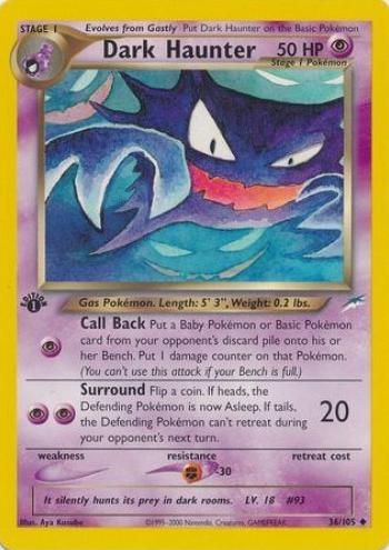 2002 Pokemon Neo Destiny 1st Edition Dark Haunter #36 PSA 9