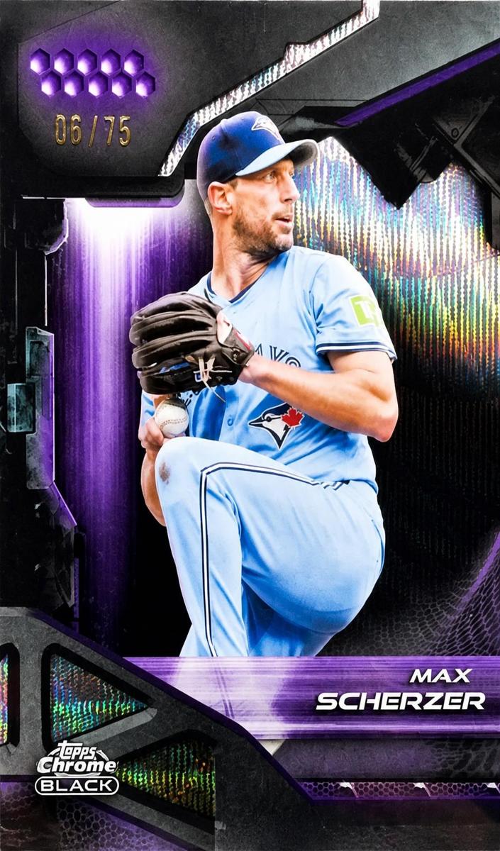 2026 Topps Chrome Black Baseball Purple Wave Refractor Max Scherzer #189