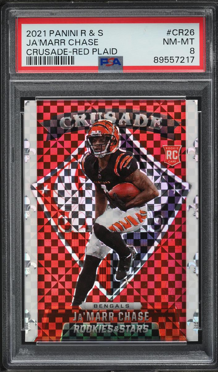 2021 Panini Rookies and Stars Football Red Plaid Ja'Marr Chase #CR-26 PSA 10