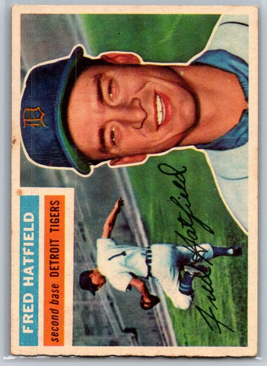 1956 Topps Baseball Gray Back Fred Hatfield #318 PSA 6.5