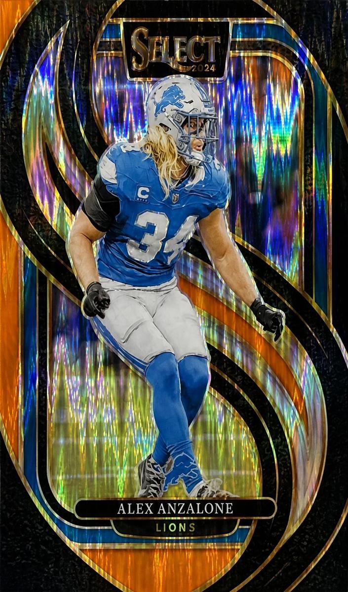 2024 Panini Select Football Black and Orange Shock Alex Anzalone #104
