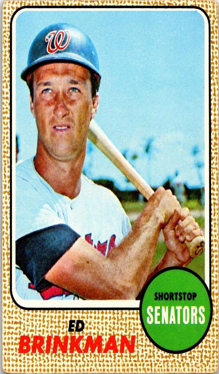 1968 Topps Baseball White Team Ed Brinkman #49 PSA 9