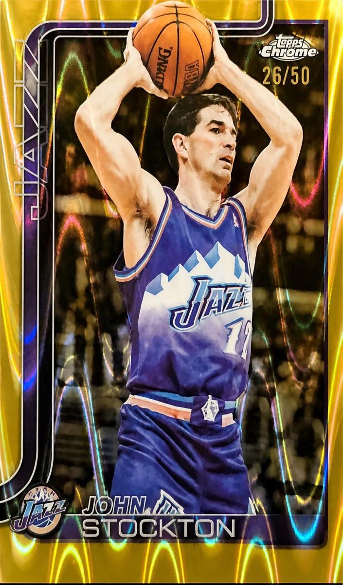 2025 Topps Chrome Basketball Gold Refractor John Stockton #250 PSA 9