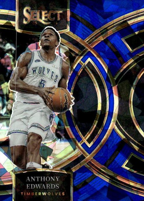 2023 Panini Select Basketball Blue Cracked Ice Anthony Edwards #164 PSA 9