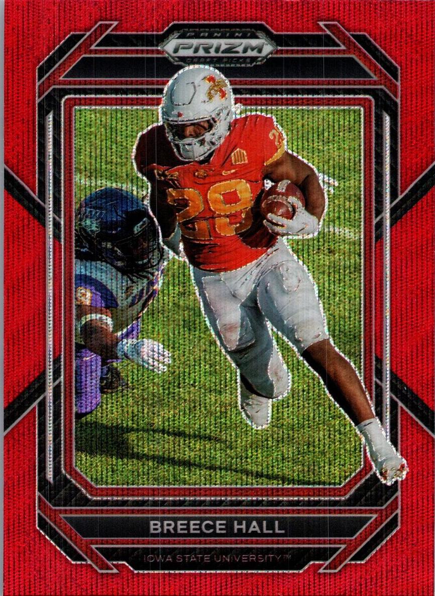 2023 Panini Prizm Draft Picks Football Ruby Wave Breece Hall #10 PSA 8