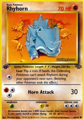1999 Pokemon Jungle 1st Edition Rhyhorn #61