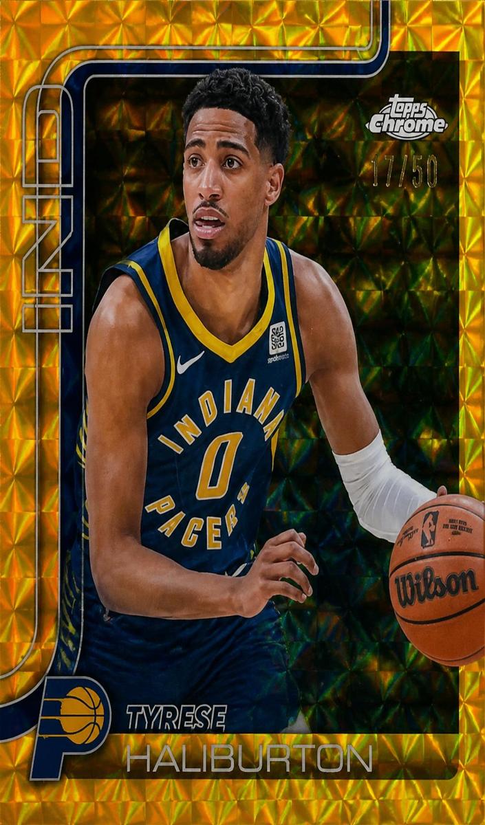 2025 Topps Chrome Basketball Geometric Gold Refractor Tyrese Haliburton #3 PSA 10
