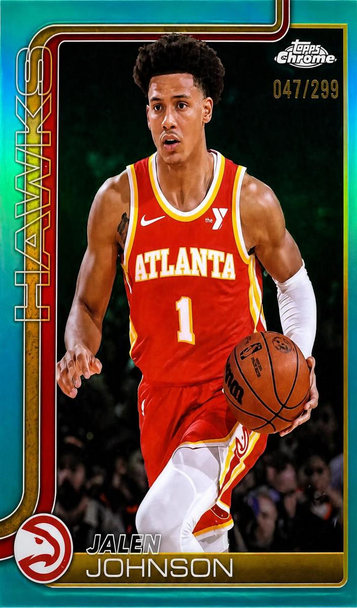 2025 Topps Chrome Basketball Teal Refractor Jalen Johnson #56