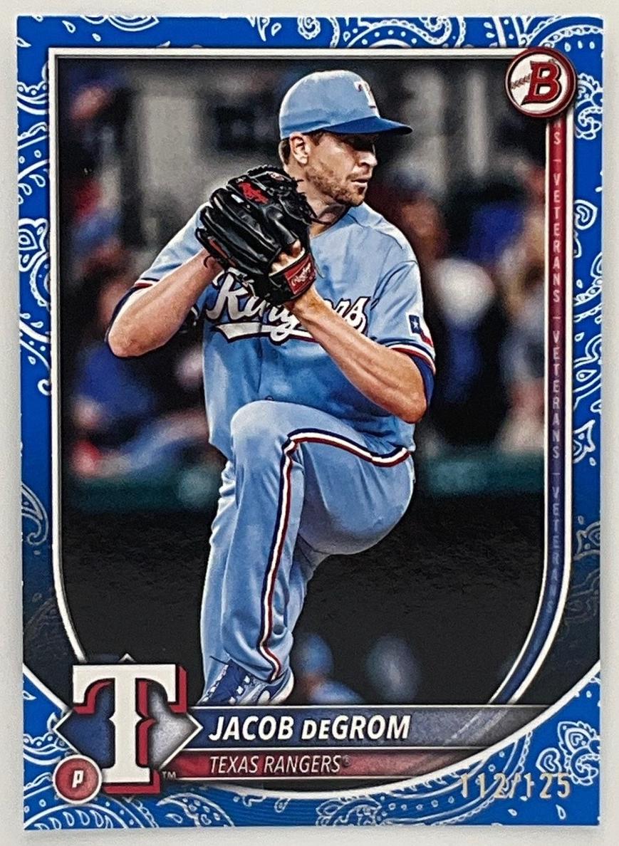 2025 Bowman Baseball Blue Border Jacob deGrom #28