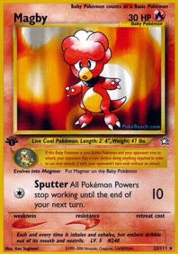 2000 Pokemon Neo Genesis 1st Edition Magby #23 PSA 9