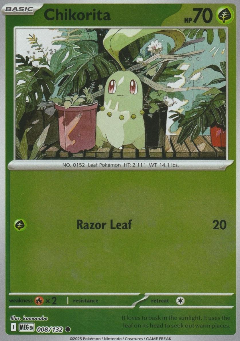 2025 Pokemon Mega Evolution Reverse Holo Chikorita #8 PSA 9