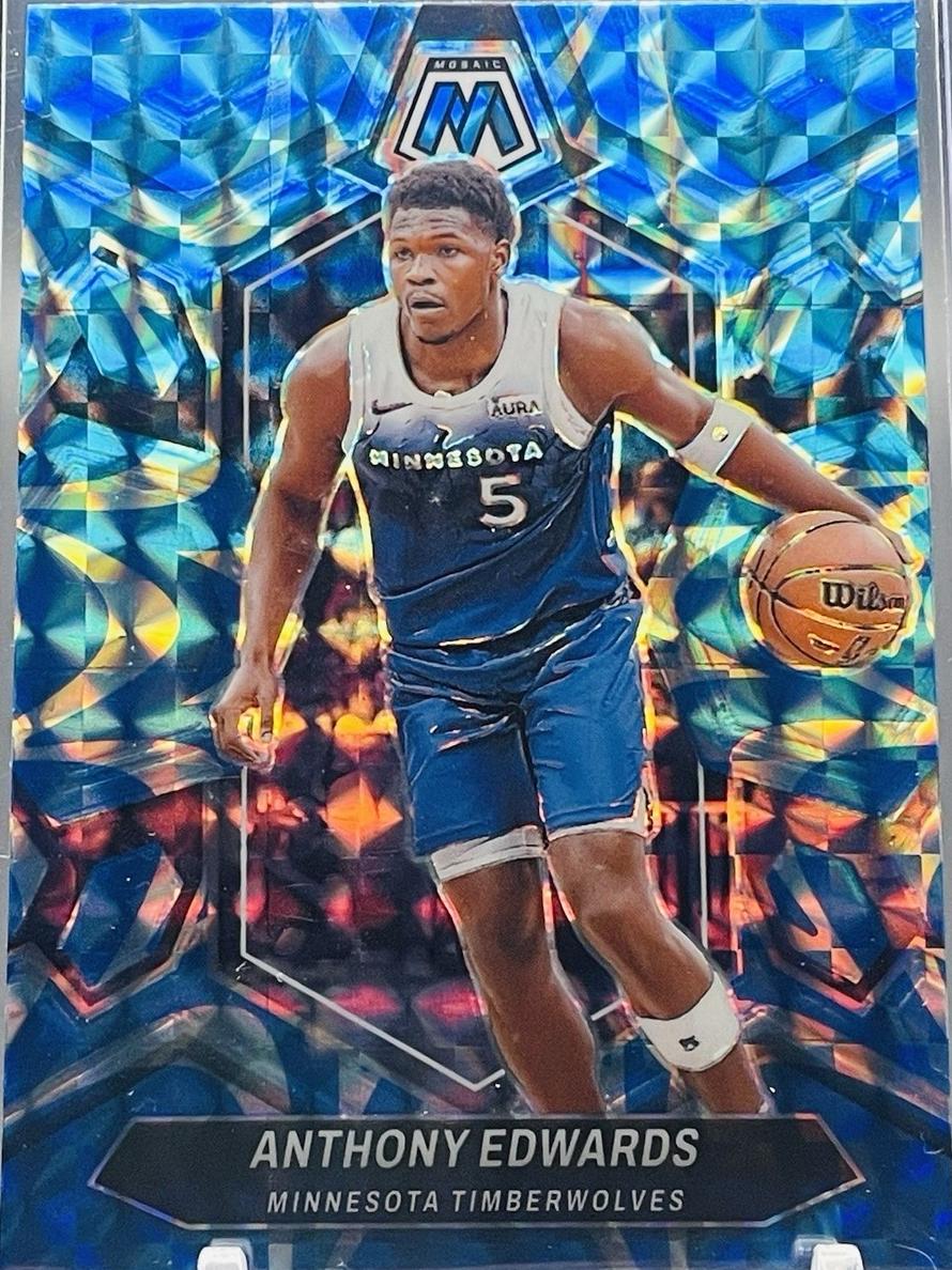 2023 Panini Mosaic Basketball Reactive Blue Anthony Edwards #33 PSA 9