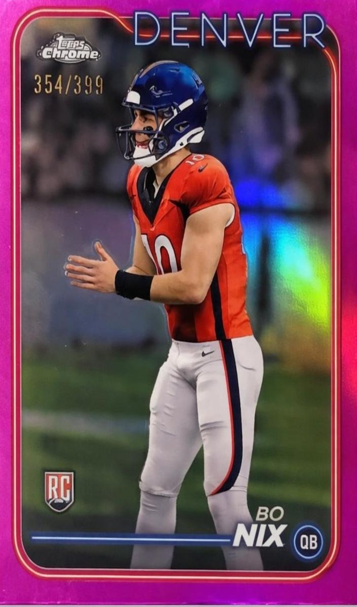 2024 Topps Chrome Football Magenta Refractor Bo Nix #206 PSA 9