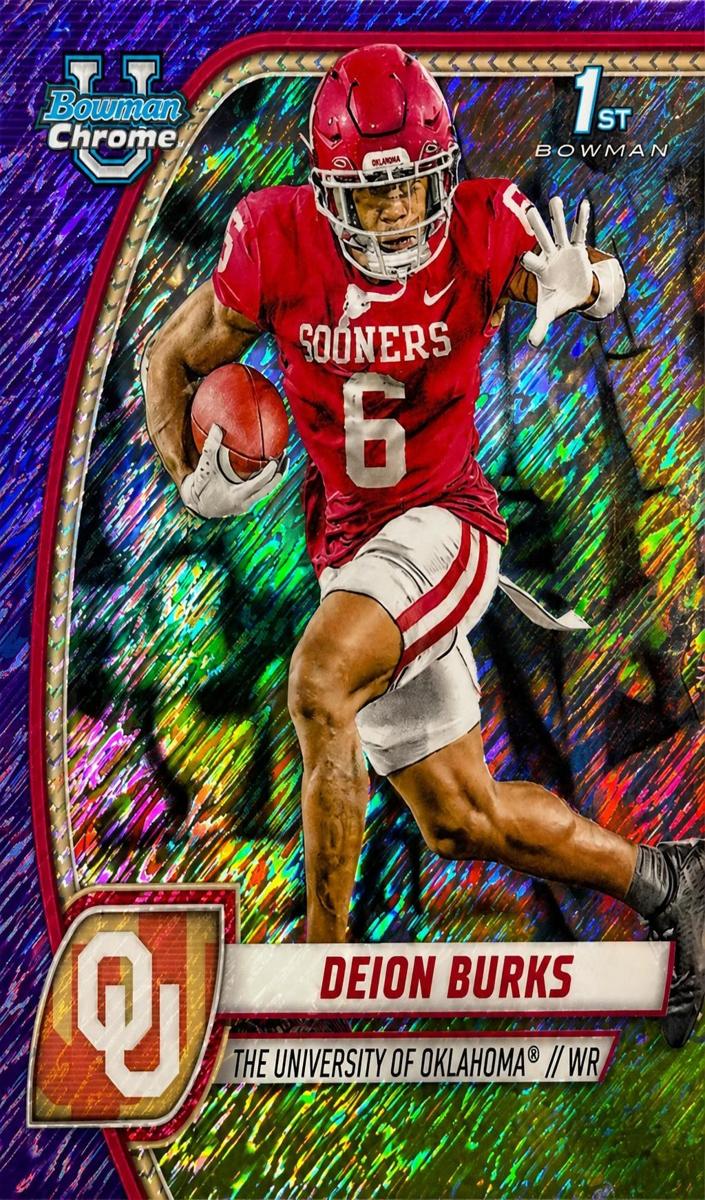 2024 Bowman Chrome University Football Shimmer Purple Refractor Deion Burks #56