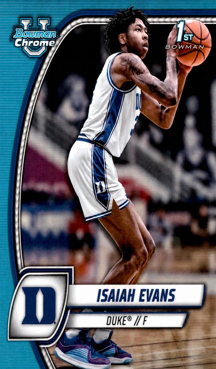 2024 Bowman Chrome University Basketball Sky Blue Refractor Isaiah Evans #27