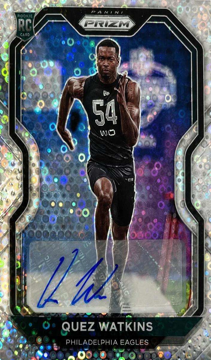 2020 Panini Prizm Football No Huddle Quez Watkins #344 PSA 10