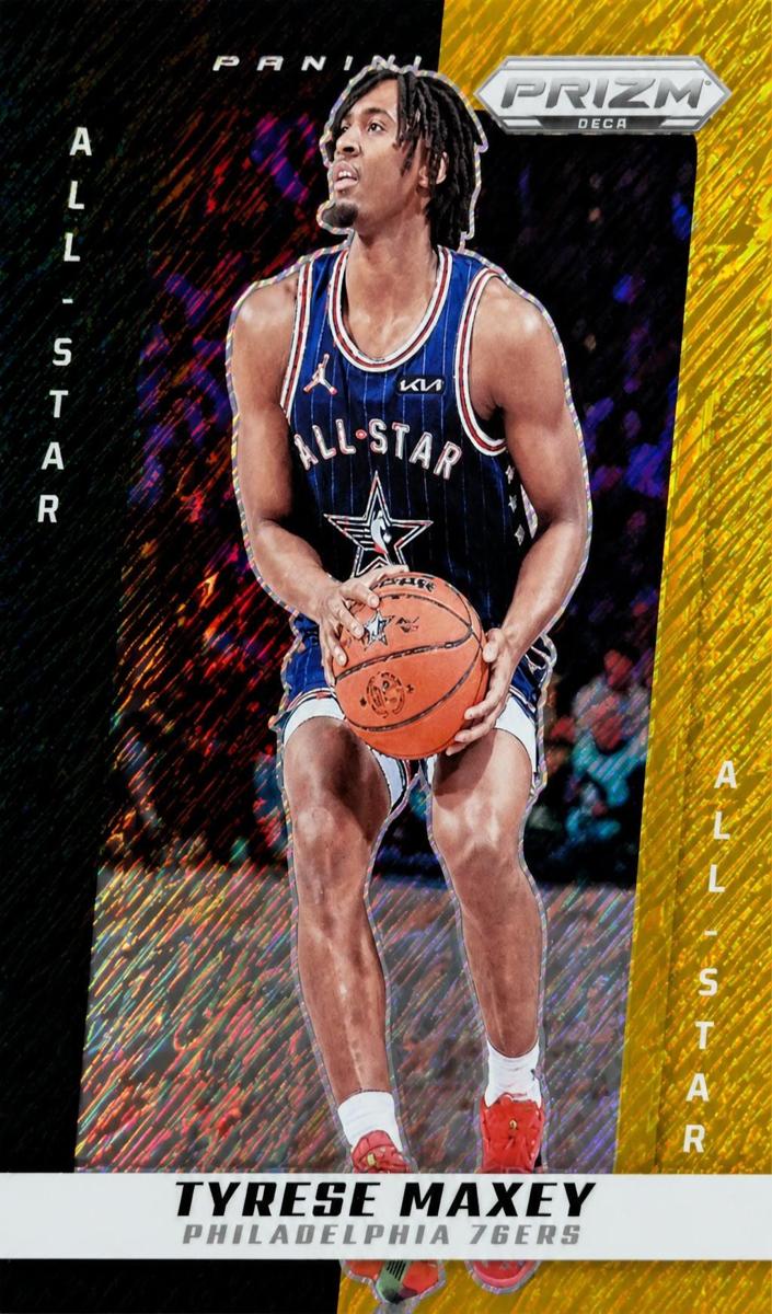 2024 Panini Prizm Deca Basketball Black Gold Shimmer FOTL Tyrese Maxey #259