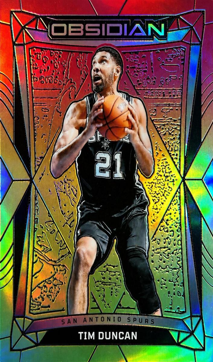 2023 Panini Obsidian Basketball Electric Etch Reggae Flood Tim Duncan #132