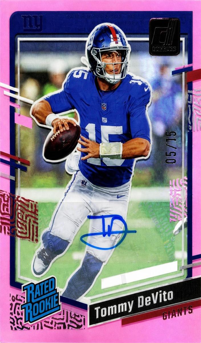 2023 Panini Clearly Donruss Football Pink Tommy DeVito #97 PSA 9