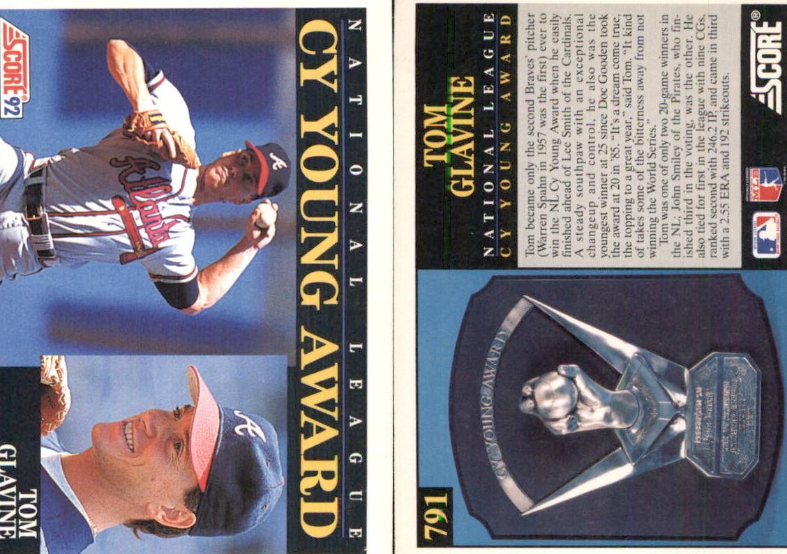 1992 Score Baseball Tom Glavine #791 PSA 9
