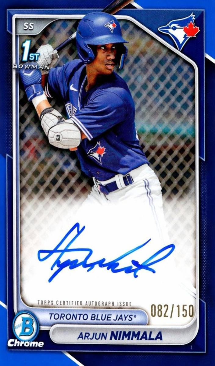 2024 Bowman Chrome Prospects Baseball Blue Arjun Nimmala #CPA-AN SGC 10