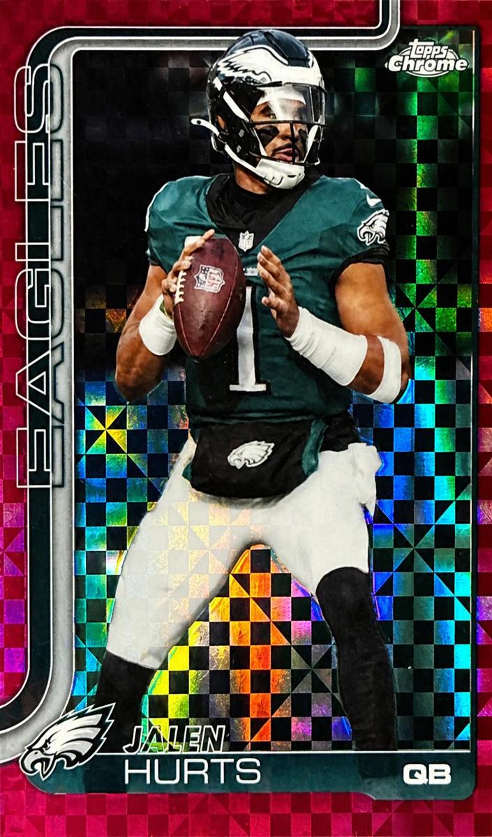 2025 Topps Chrome Football Hot Pink X-Fractor Jalen Hurts #247