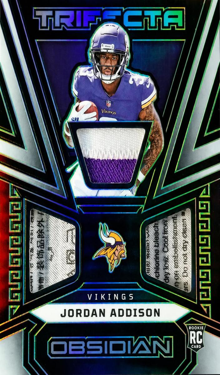 2023 Panini Obsidian Football Electric Etch Green Jordan Addison #TRI-JAD