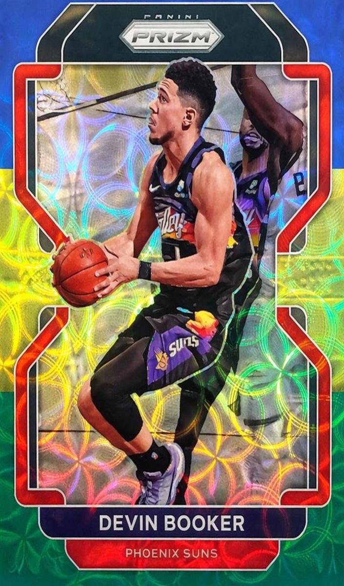 2021 Panini Prizm Basketball Choice Blue Yellow and Green Devin Booker #203 PSA 9