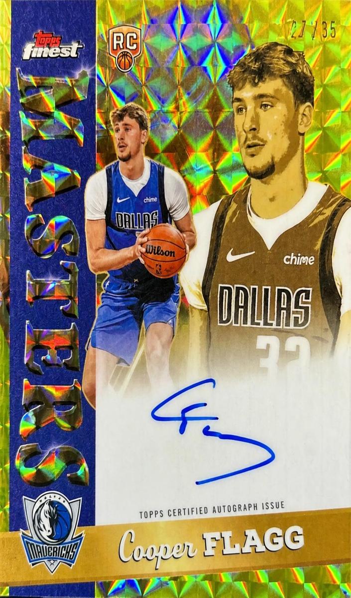 2025 Topps Finest Basketball Yellow Geometric Refractor Cooper Flagg #MA-CF PSA 9