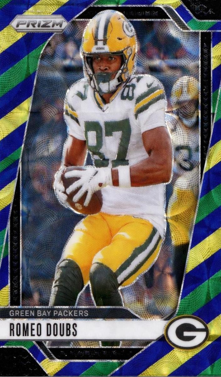 2024 Panini Prizm Football Choice Blue Yellow and Green Romeo Doubs #104 PSA 9