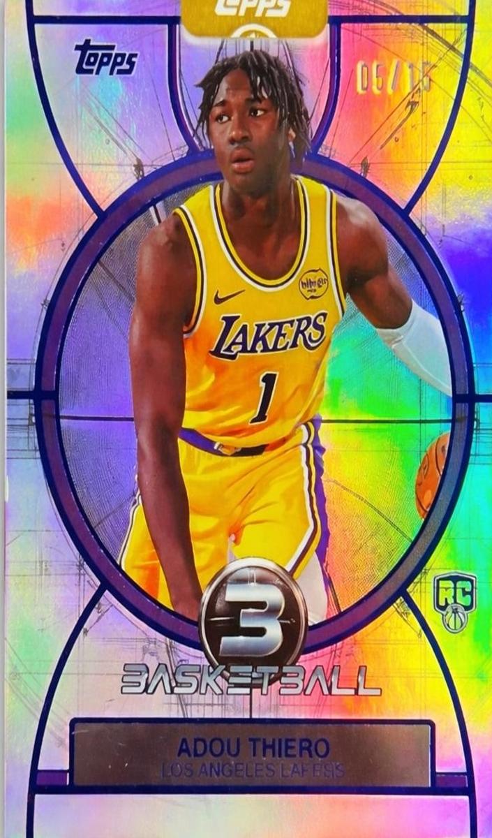 2025 Topps Three Basketball Blue Adou Thiero #96