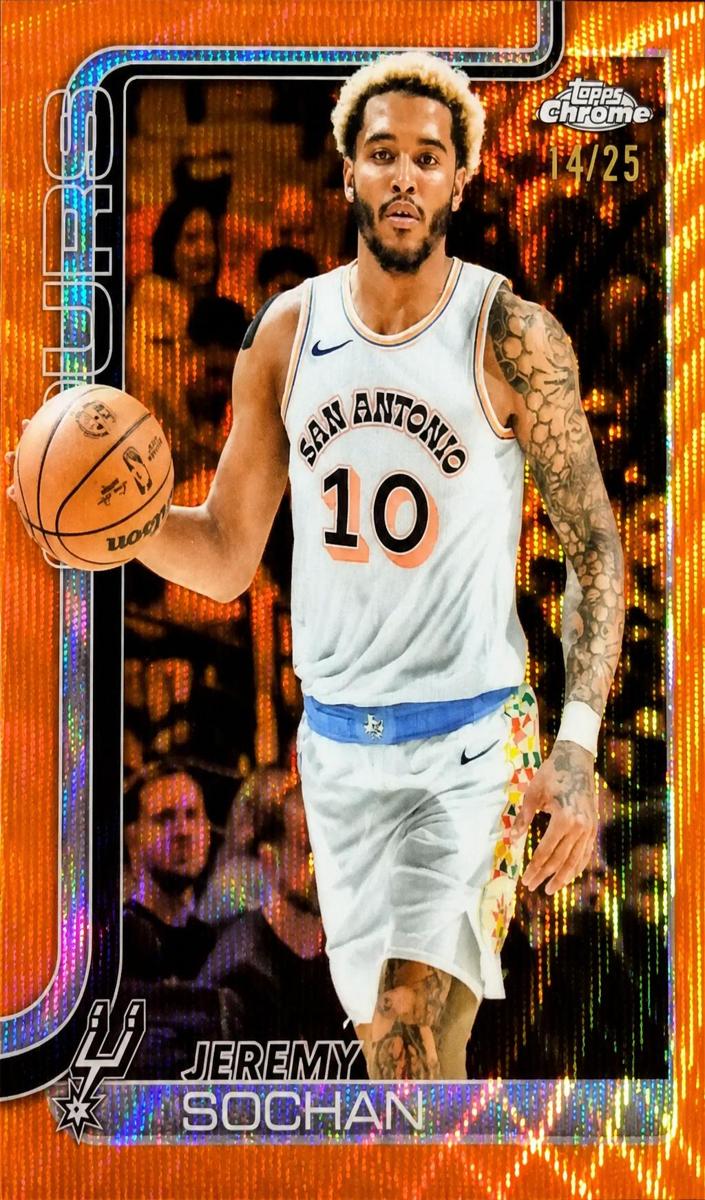 2025 Topps Chrome Basketball Orange Wave Refractor Jeremy Sochan #239