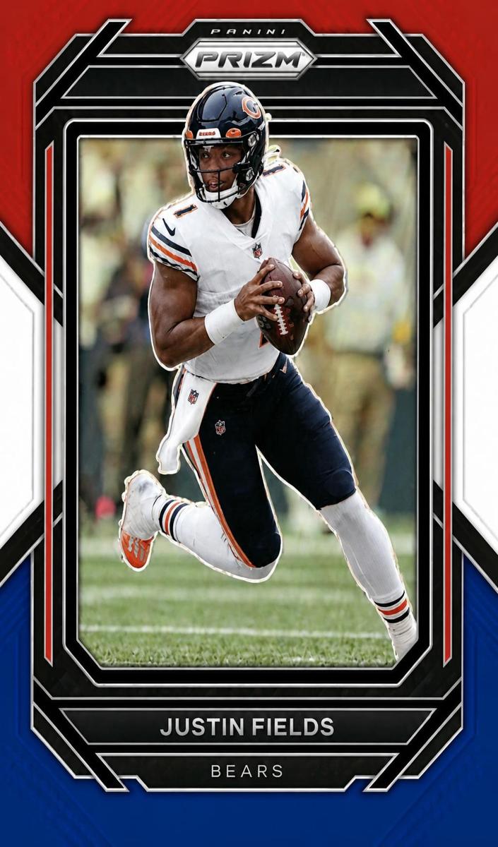 2022 Panini Prizm Football Red White Blue Prizm Justin Fields #47 PSA 8.5