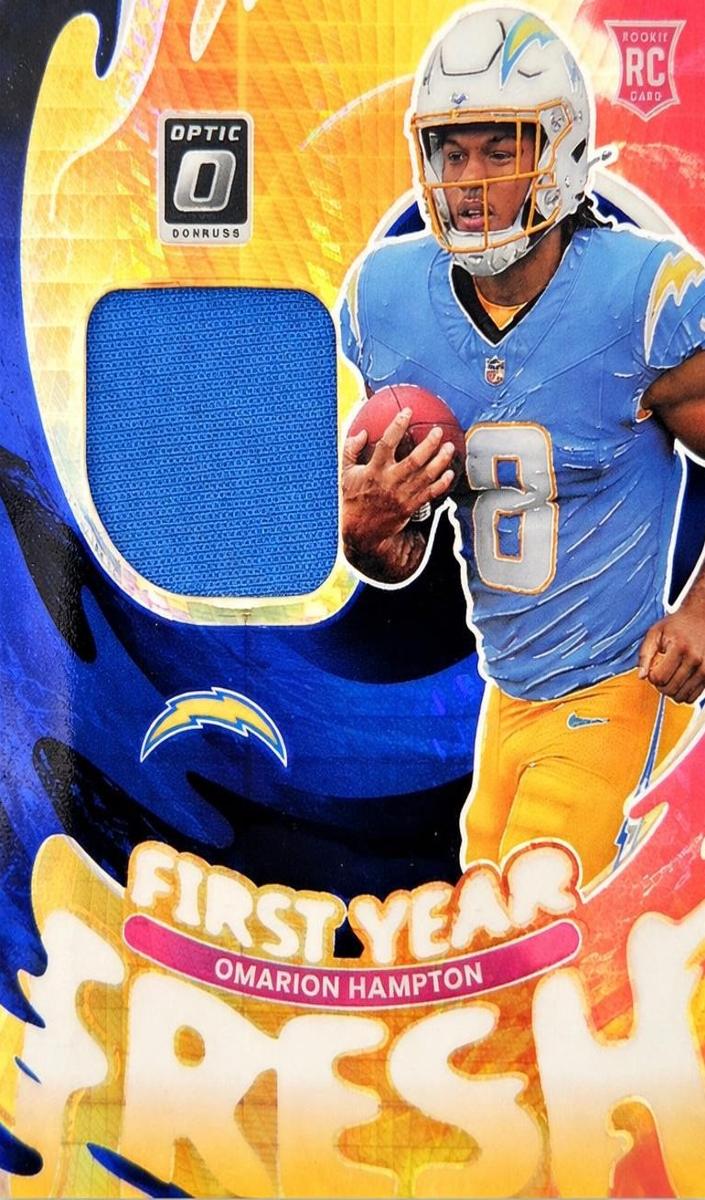 2025 Donruss Optic Football Blue Hyper Omarion Hampton #FYFBH-OHN