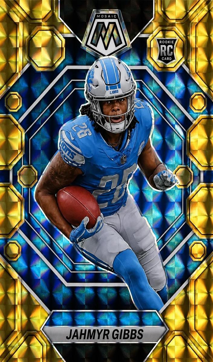 2023 Panini Mosaic Football Reactive Yellow Jahmyr Gibbs #324