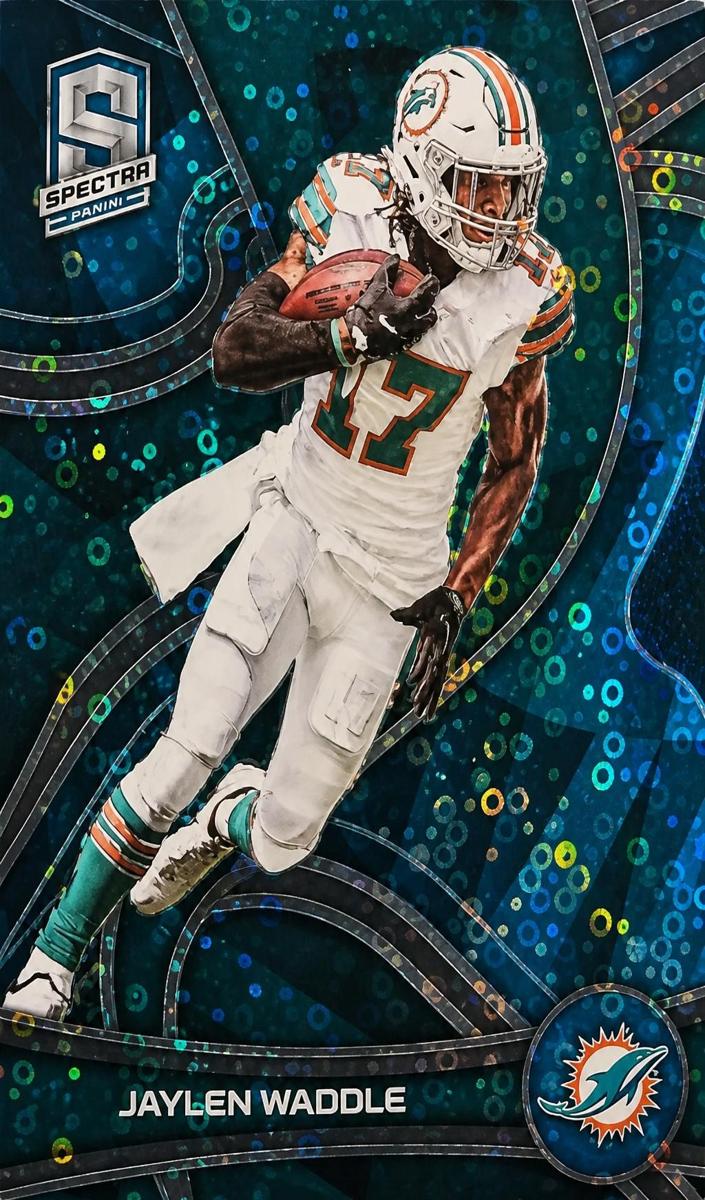 2022 Panini Spectra Football Neon Blue Die Cut Jaylen Waddle #77