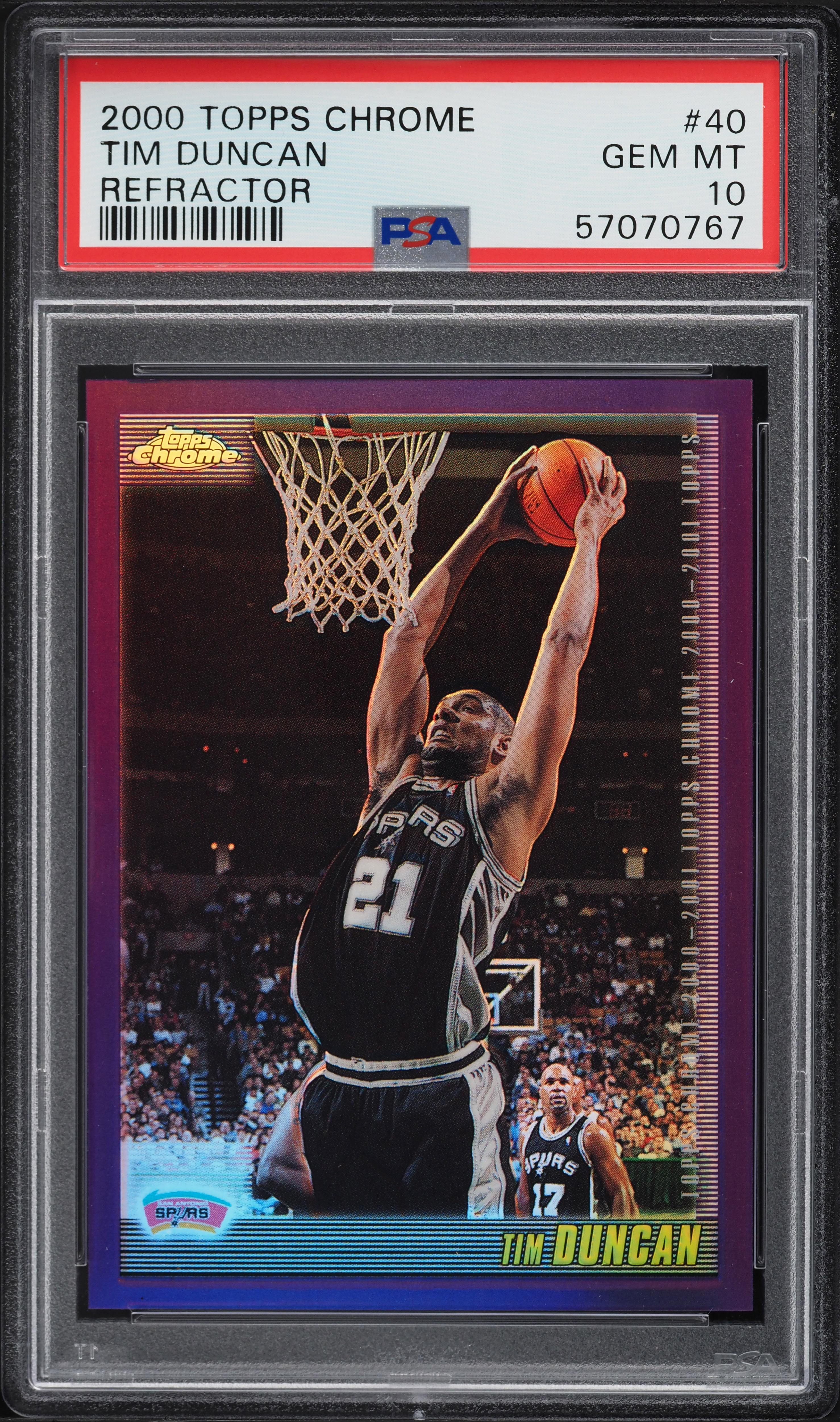 2000 Topps Chrome Basketball Refractor Tim Duncan #40