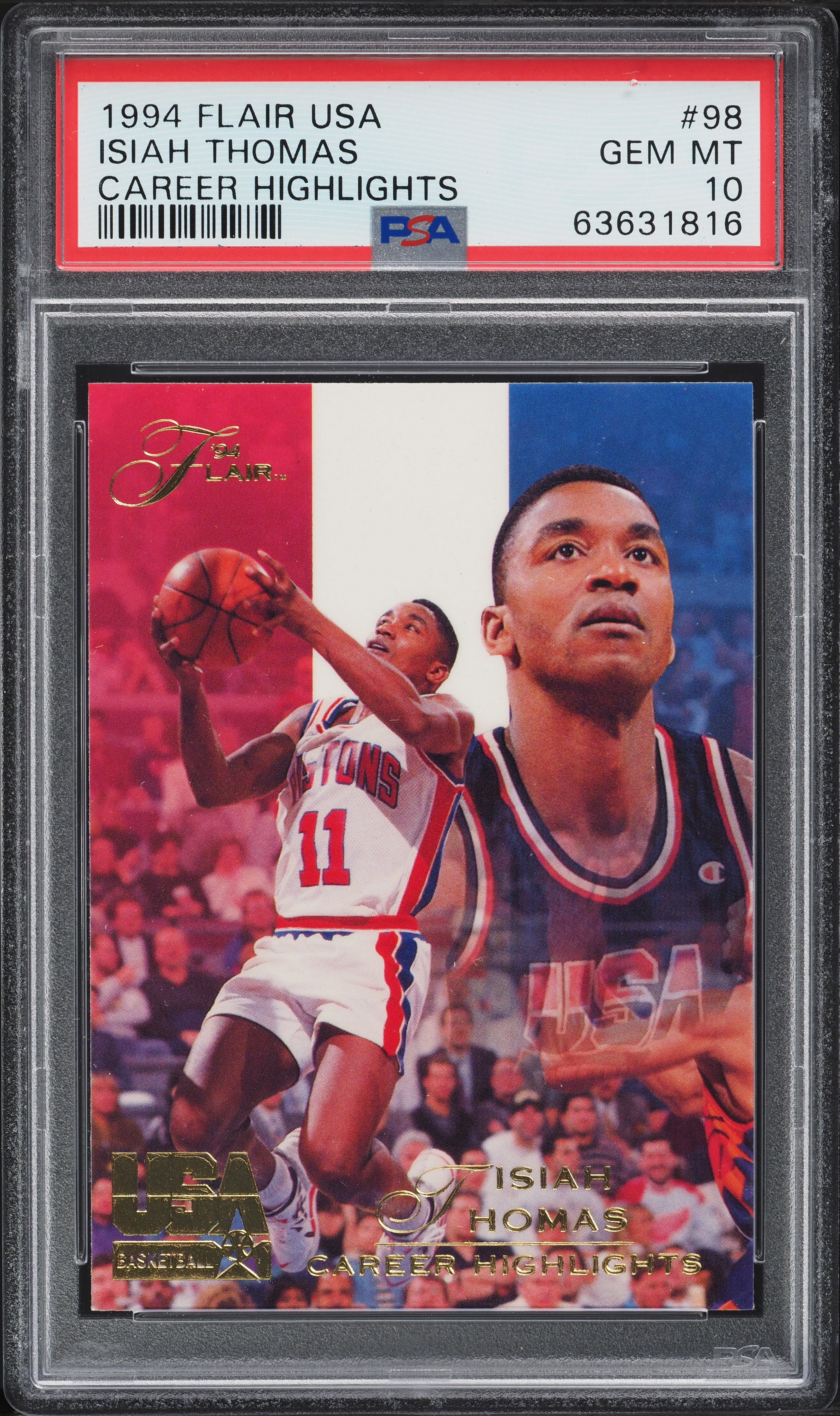 1994 Flair USA Basketball Isiah Thomas #98 PSA 10