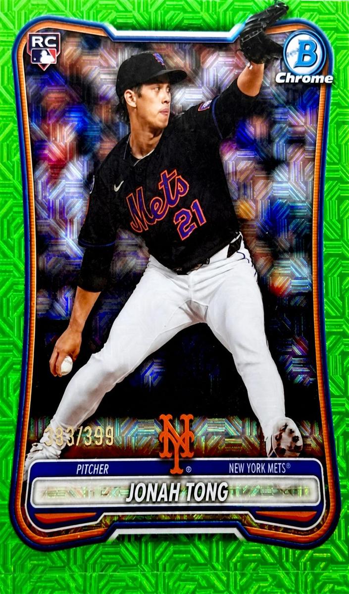 2026 Bowman Mega Box Baseball Neon Green Mojo Refractor Jonah Tong #65